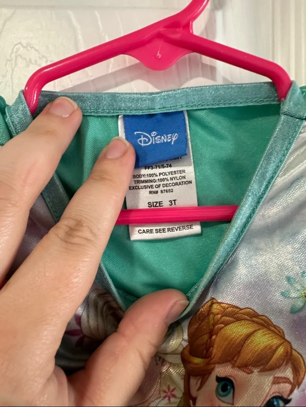 Disney Frozen Girls Blue Pink Green Princess Nightgowns (3 Pack) - Picture 11 of 12